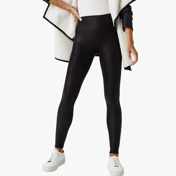 SPANX Pants - BNWT SPANX Fleeced Lined Faux Leather Black Leggings S Petite